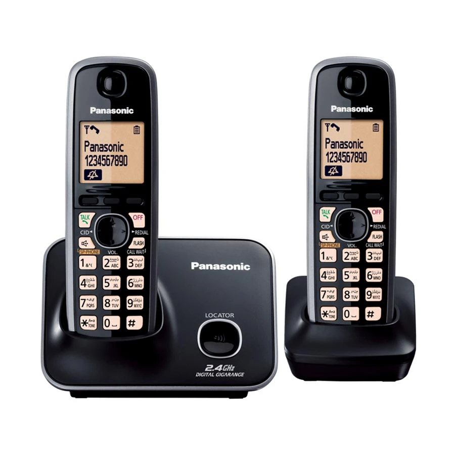 Panasonic KX-TG3712SXB/ KX-TG3712SX Digital Cordless Black Phone Set (2 Handsets)