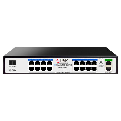 E-Link EL-416GP Gigabit 16-Port PoE+2Uplink+1SFP PoE Switch