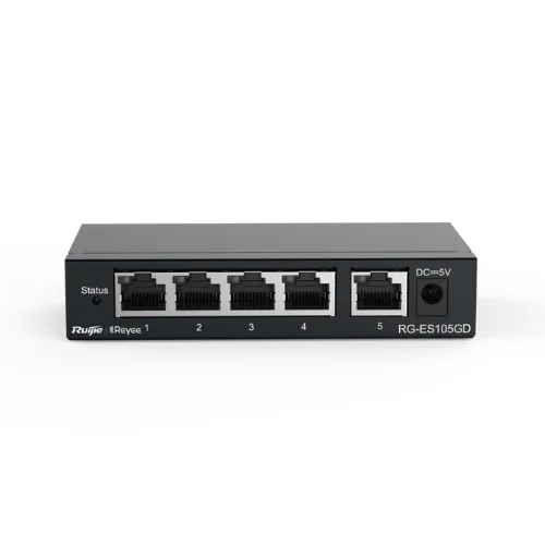 RG-ES105GD 5-Port Gigabit unmanaged Switch, 5 Gigabit RJ45 Ports ,Steel Case